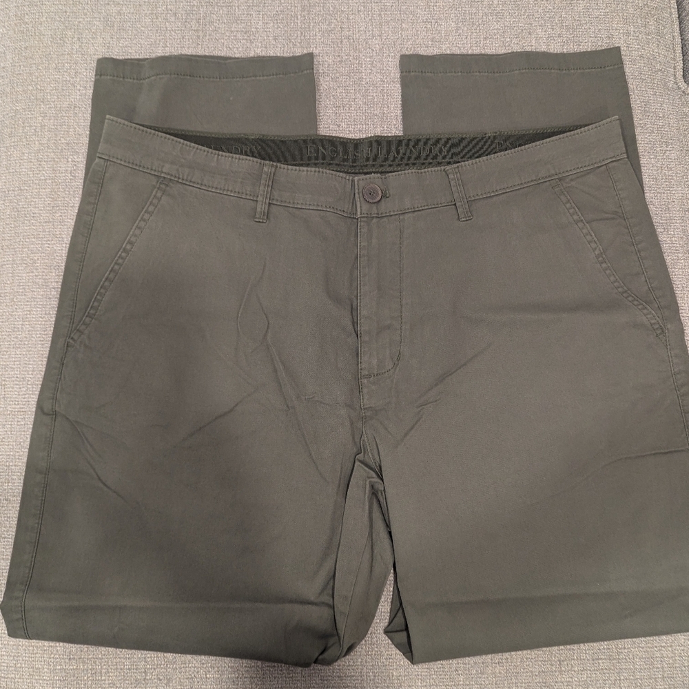 English Laundry Men 38x32 Cotton Straight Leg Breeze Chino Green Olive Pant NWOT